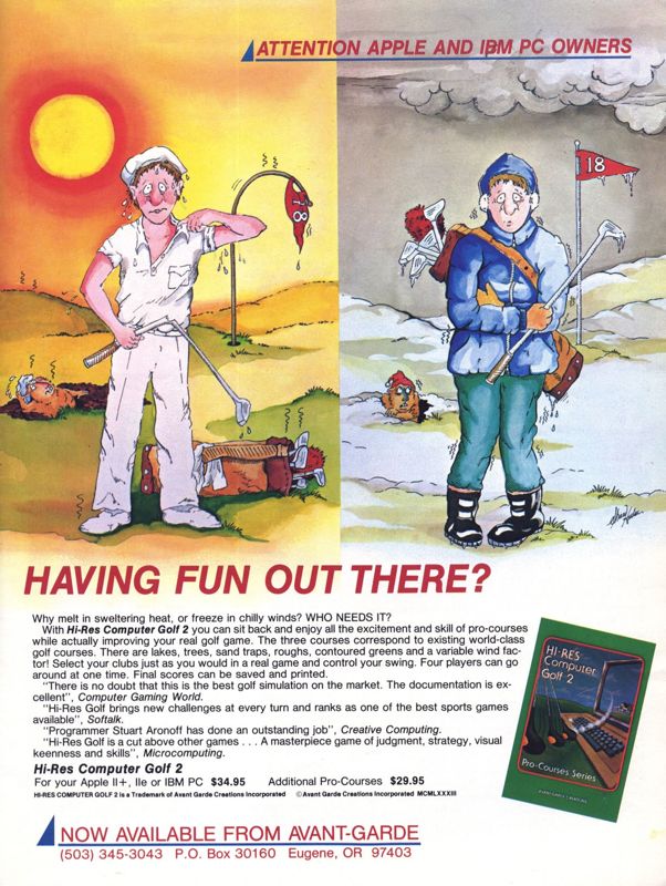 Hi-Res Computer Golf 2 Magazine Advertisement (Magazine Advertisements): Computer Gaming World (US), Vol. 3 No. 5 (October 1983)