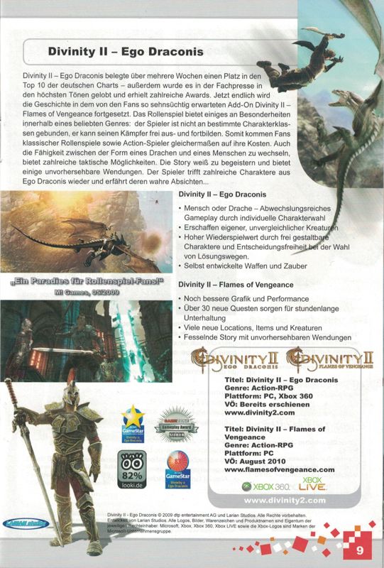 Divinity II: Flames of Vengeance Catalogue (Catalogue Advertisements): dtp entertainment AG Catalog, 2010/2011
