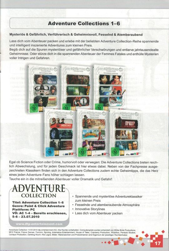 Adventure Collection 3 Catalogue (Catalogue Advertisements): dtp entertainment AG Catalog, 2010/2011