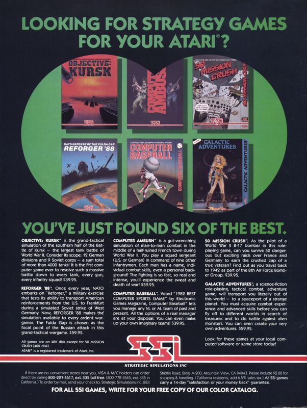 Reforger '88 Magazine Advertisement (Magazine Advertisements): Computer Gaming World (US), Vol. 4.4 (August 1984)