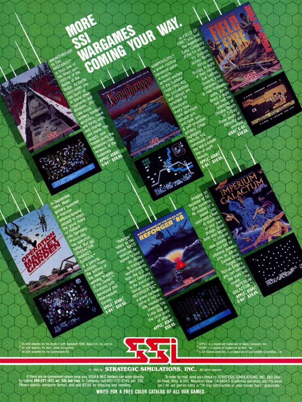 Kampfgruppe Magazine Advertisement (Magazine Advertisements): Computer Gaming World (US), Vol. 5.3 (June - July 1985)