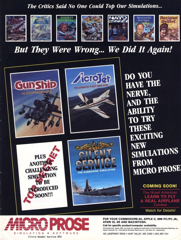 Silent Service Magazine Advertisement (Magazine Advertisements): Computer Gaming World (US), Vol. 5.4 (September - October 1985)