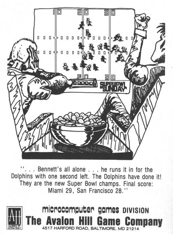 Super Bowl Sunday Magazine Advertisement (Magazine Advertisements): Computer Gaming World (US), Vol. 5.4 (September - October 1985) Part 3