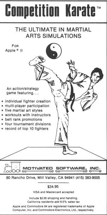 Competition Karate Magazine Advertisement (Magazine Advertisements): Computer Gaming World (US), Vol. 5.4 (September - October 1985)