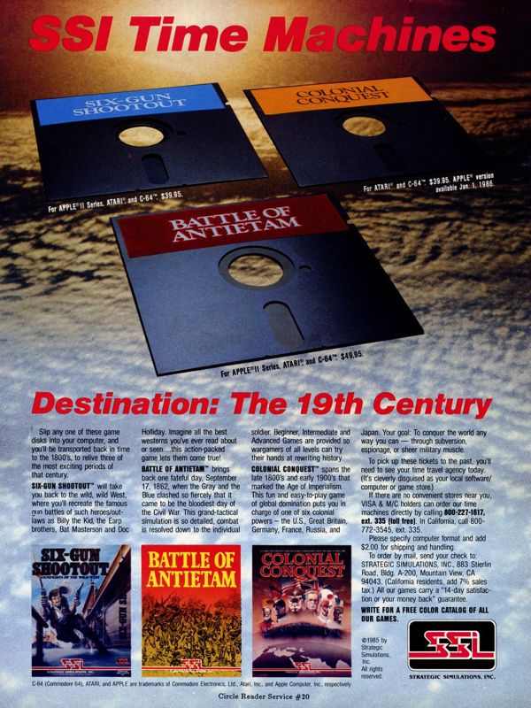 Six-Gun Shootout Magazine Advertisement (Magazine Advertisements): Computer Gaming World (US), Issue #25 (January - February 1986)