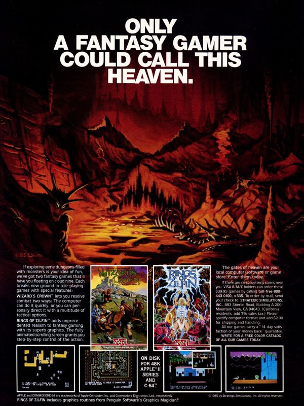 Wizard's Crown Magazine Advertisement (Magazine Advertisements): Computer Gaming World (US), No. 26 (March 1986)