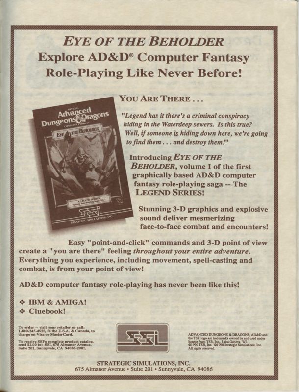 Eye of the Beholder Magazine Advertisement (Magazine Advertisements): Enchanted Realms (United States), July 1991