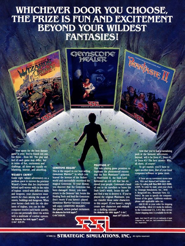 Phantasie II Magazine Advertisement (Magazine Advertisements): Computer Gaming World (US), No. 33 (December 1986)