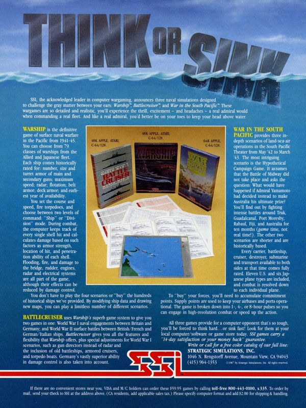 Battle Cruiser Magazine Advertisement (Magazine Advertisements): Computer Gaming World (US), No. 37 (May 1987)