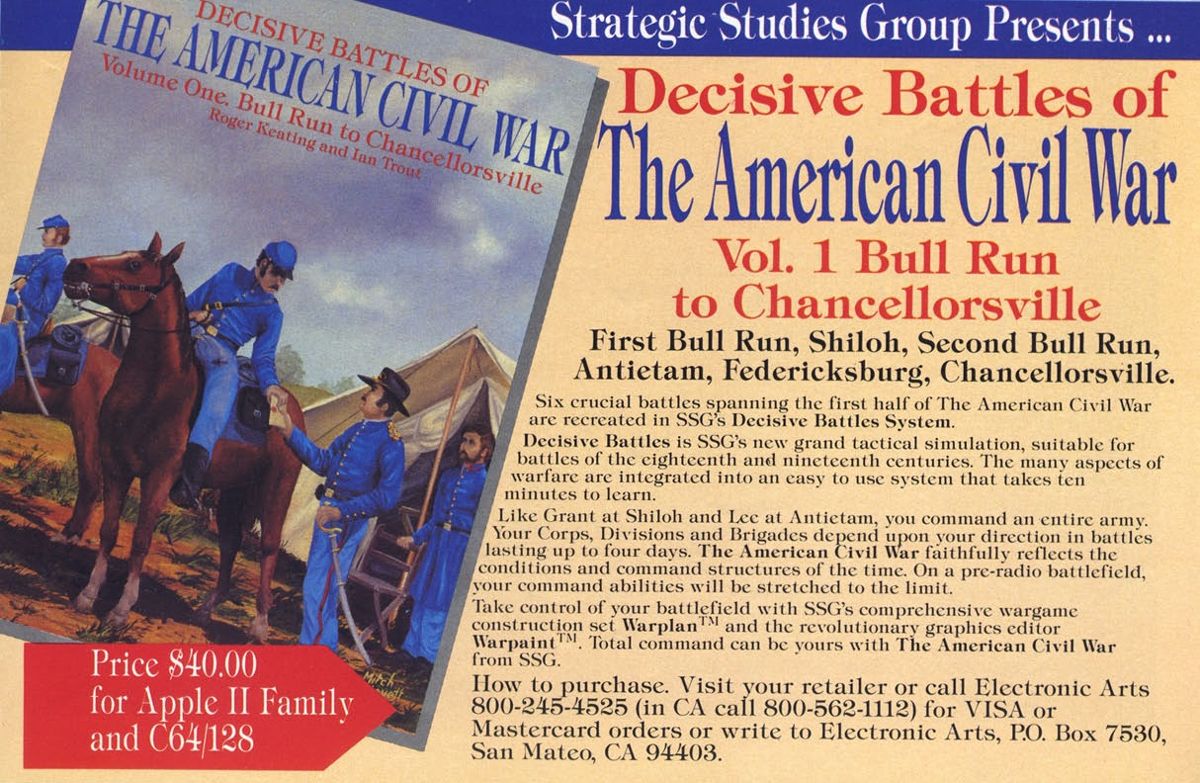 Decisive Battles of the American Civil War, Volume One Magazine Advertisement (Magazine Advertisements): Computer Gaming World (US), Number 40 (October 1987)