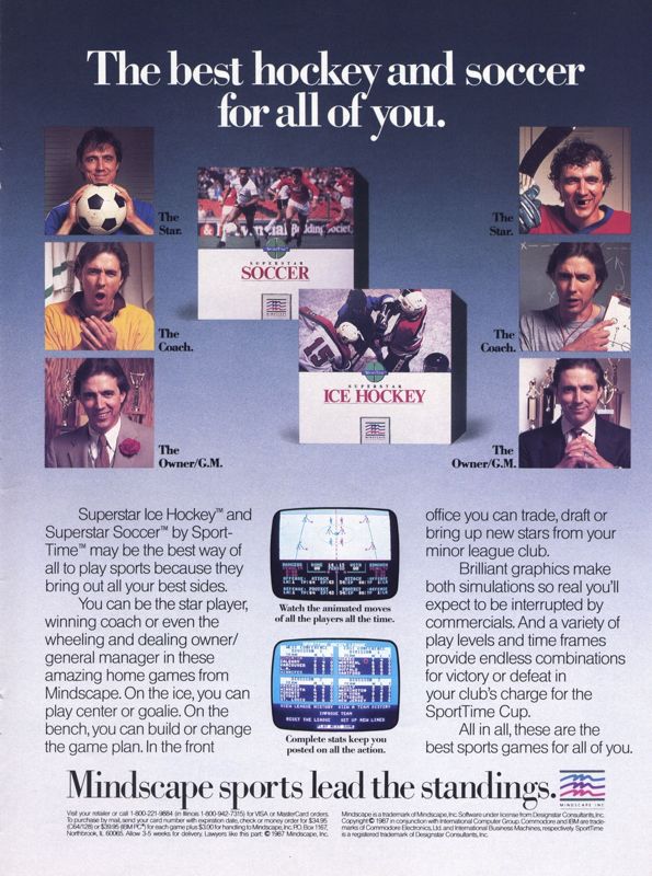 Superstar Ice Hockey Magazine Advertisement (Magazine Advertisements): Computer Gaming World (US), Number 40 (October 1987)