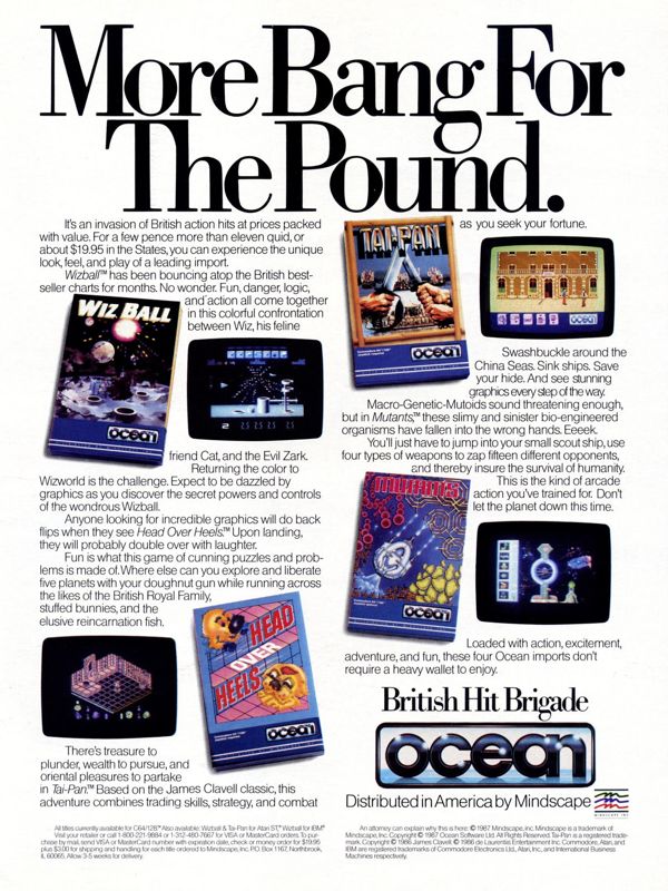 Head Over Heels Magazine Advertisement (Magazine Advertisements): Computer Gaming World (US), Number 42 (December 1987)