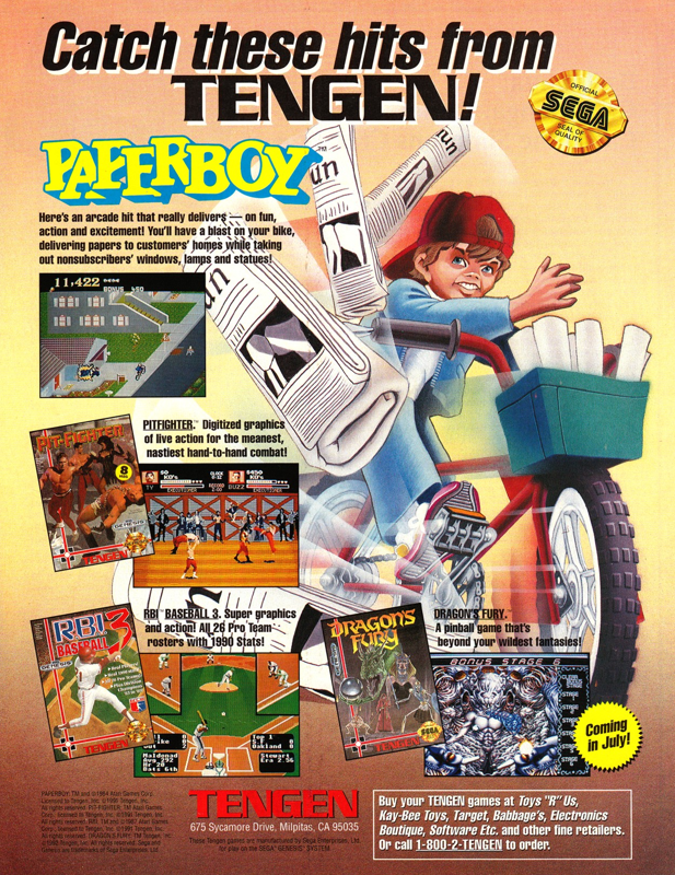 Paperboy Magazine Advertisement (Magazine Advertisements): Game Informer Magazine, Spring Issue 1992, page 19