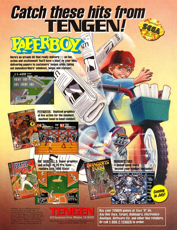 Paperboy Magazine Advertisement (Magazine Advertisements): Game Informer (United States), Spring Issue 1992 page 19