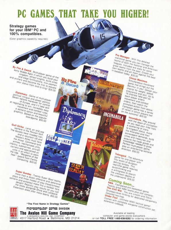 Incunabula Magazine Advertisement (Magazine Advertisements): Computer Gaming World (US), Number 43 (January 1988)