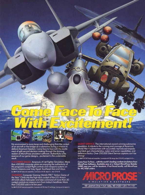 Gunship Magazine Advertisement (Magazine Advertisements): Computer Gaming World (US), Number 45 (March 1988)