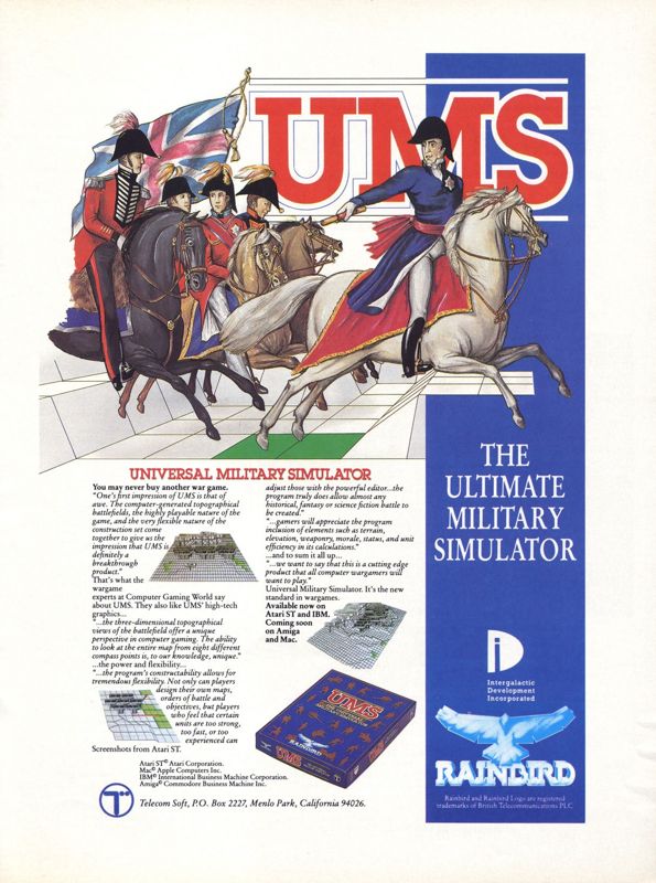 UMS: The Universal Military Simulator Magazine Advertisement (Magazine Advertisements): Computer Gaming World (US), Number 47 (May 1988)