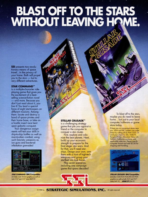 Stellar Crusade Magazine Advertisement (Magazine Advertisements): Computer Gaming World (US), Number 48 (June 1988)