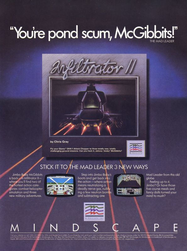 Infiltrator II Magazine Advertisement (Magazine Advertisements): Computer Gaming World (US), Number 45 (March 1988)