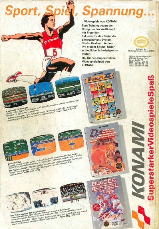 Track & Field II Magazine Advertisement (Magazine Advertisements): Video Games (Germany), Issue 01/1991
