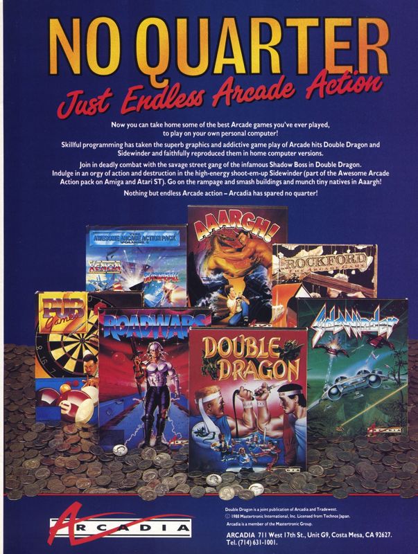 Double Dragon Magazine Advertisement (Magazine Advertisements): Computer Gaming World (US), Number 53 (November 1988)
