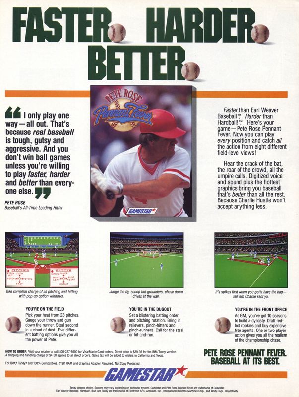 Pete Rose Pennant Fever Magazine Advertisement (Magazine Advertisements): Computer Gaming World (US), Number 53 (November 1988)