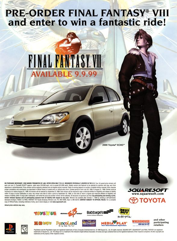 Final Fantasy VIII Magazine Advertisement (Magazine Advertisements): Next Generation (U.S.) Issue #56 (August 1999)