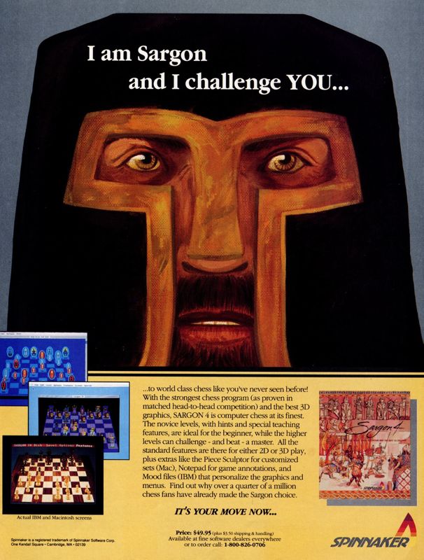 Sargon 4 Magazine Advertisement (Magazine Advertisements): Computer Gaming World (US), Number 58 (April 1989)