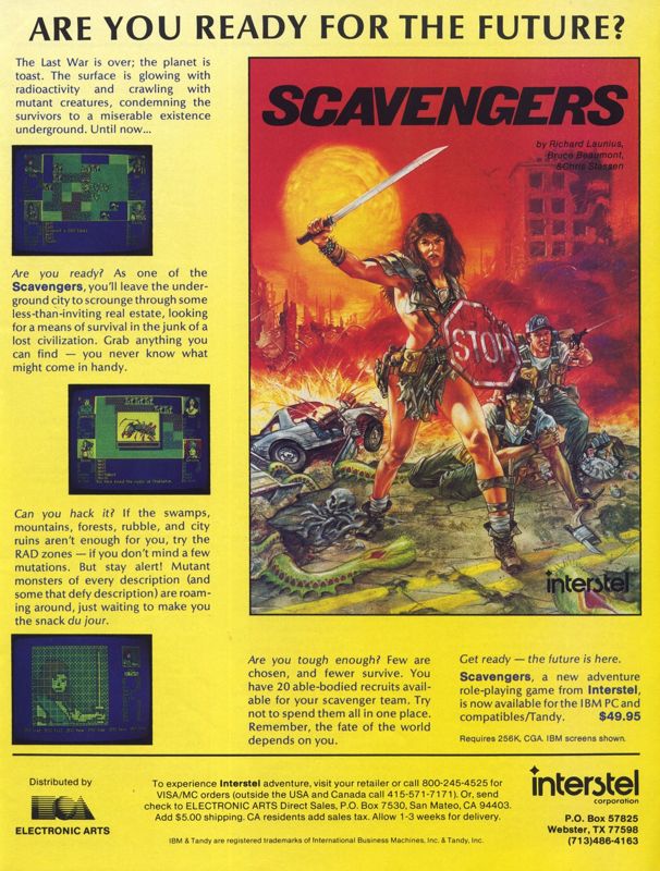 Scavengers of the Mutant World Magazine Advertisement (Magazine Advertisements): Computer Gaming World (US), Number 54 (December 1988)