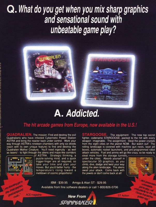 Stargoose Warrior Magazine Advertisement (Magazine Advertisements): Computer Gaming World (US), Number 59 (May 1989)