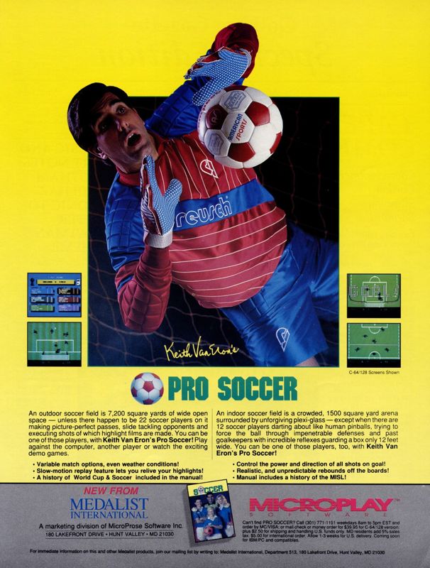 Keith Van Eron's Pro Soccer Magazine Advertisement (Magazine Advertisements): Computer Gaming World (US), Number 60 (June 1989)