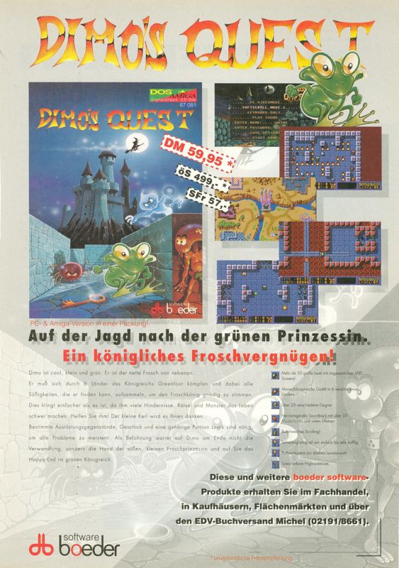 Dimo's Quest Magazine Advertisement (Magazine Advertisements): PC Player (Germany), Issue 06/1994