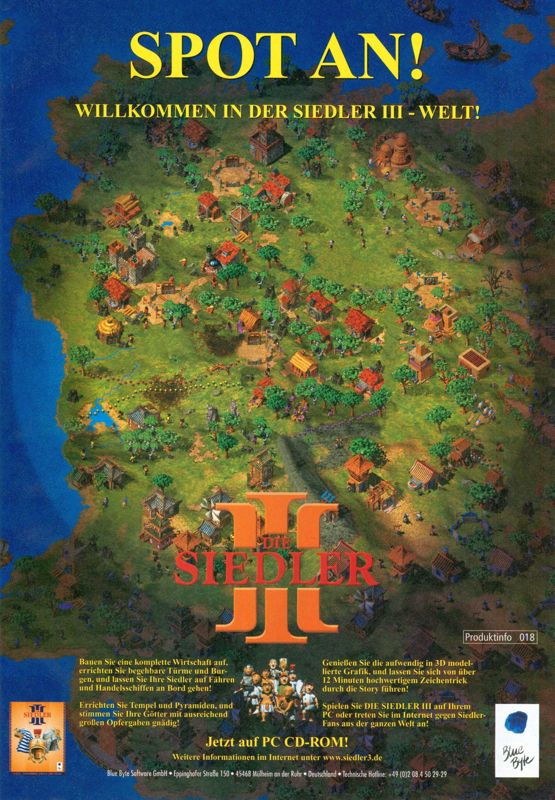 The Settlers III Magazine Advertisement (Magazine Advertisements): PC Joker (Germany), Issue 01/1999