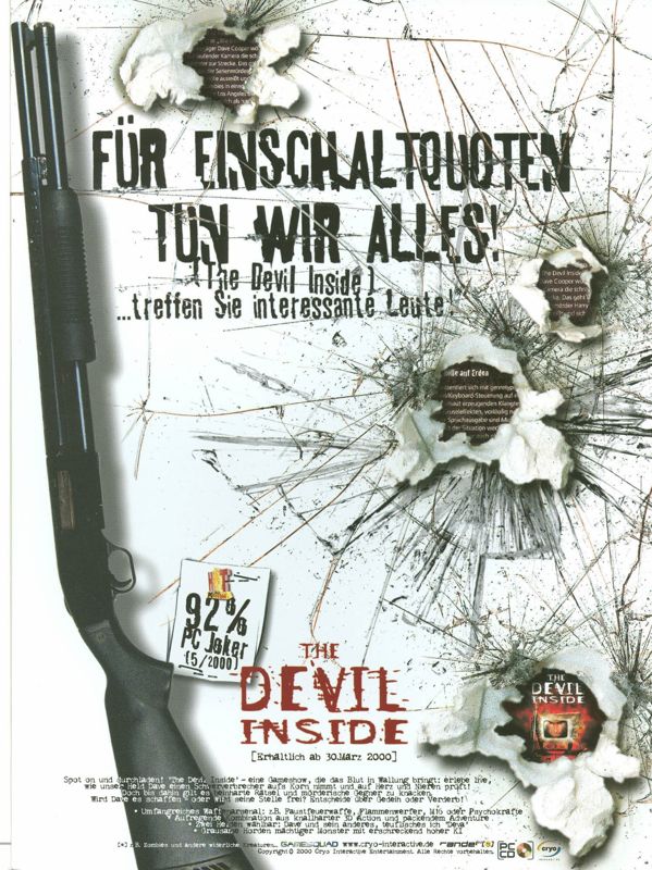 The Devil Inside Magazine Advertisement (Magazine Advertisements): PC Player (Germany), 3D Shooter Special Issue (2000)