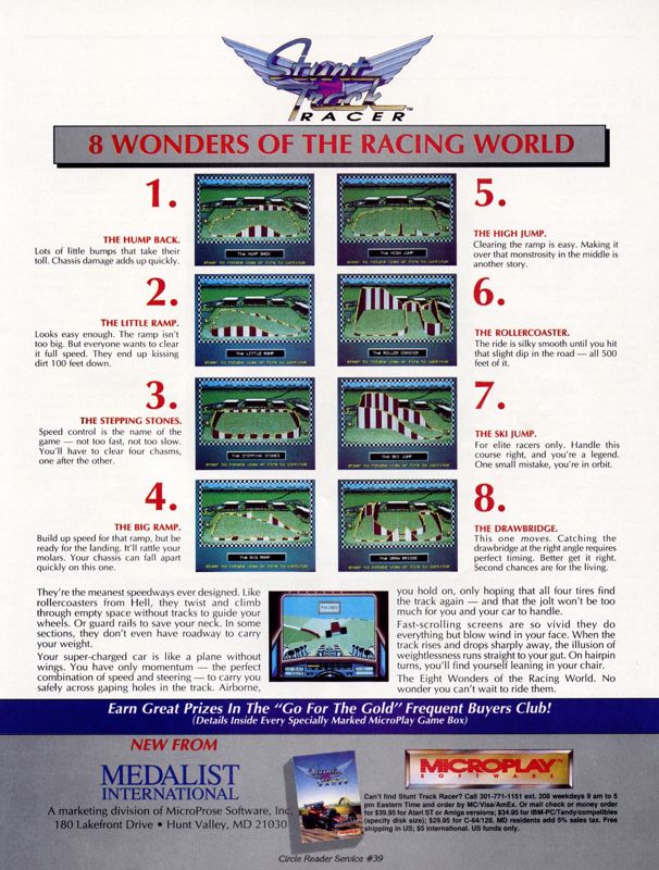 Stunt Track Racer Magazine Advertisement (Magazine Advertisements): Computer Gaming World (US), Number 66 (December 1989)