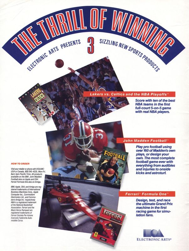 John Madden Football Magazine Advertisement (Magazine Advertisements): Computer Gaming World (US), Number 65 (November 1989)