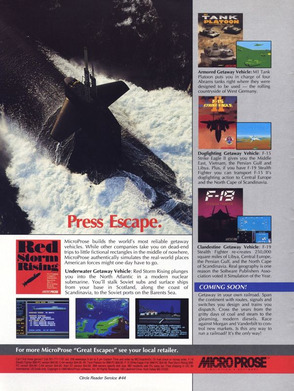 M1 Tank Platoon Magazine Advertisement (Magazine Advertisements): Computer Gaming World (US), Number 68 (February 1990)