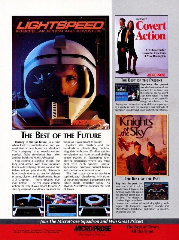 Knights of the Sky Magazine Advertisement (Magazine Advertisements): Computer Gaming World (US), Number 76 (November 1990)