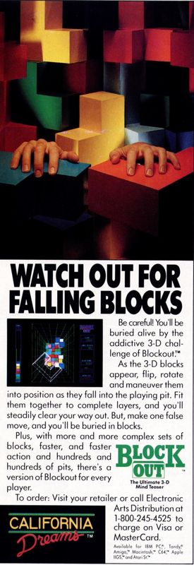 Blockout Magazine Advertisement (Magazine Advertisements): Computer Gaming World (US), Number 77 (December 1990)