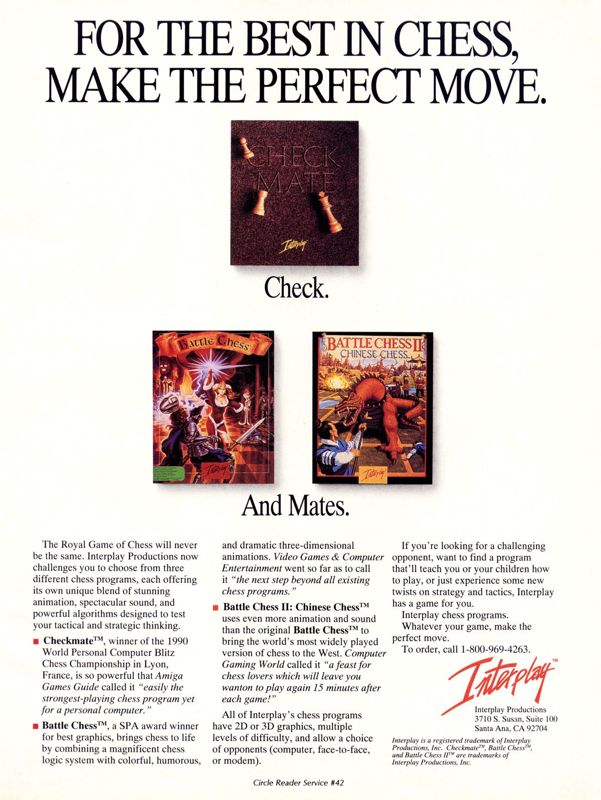 Battle Chess Magazine Advertisement (Magazine Advertisements): Computer Gaming World (US), Number 84 (July 1991)