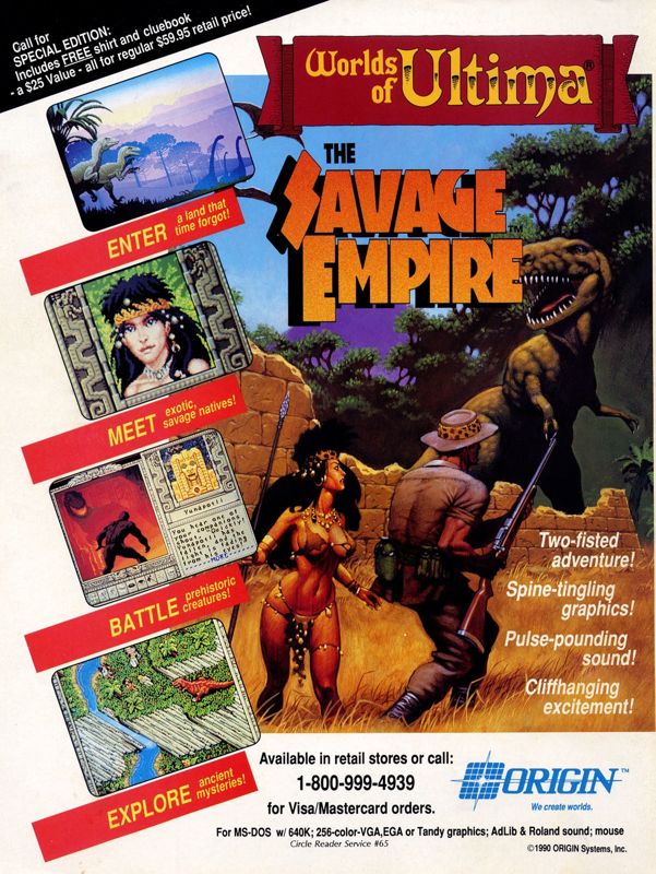 Worlds of Ultima: The Savage Empire Magazine Advertisement (Magazine Advertisements): Computer Gaming World (US), Number 74 (September 1990)