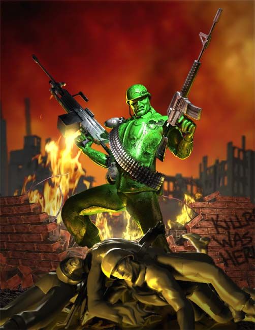 Army Men: Sarge's War Concept Art (3DO DPK ECTS 2002): Sarge with guns