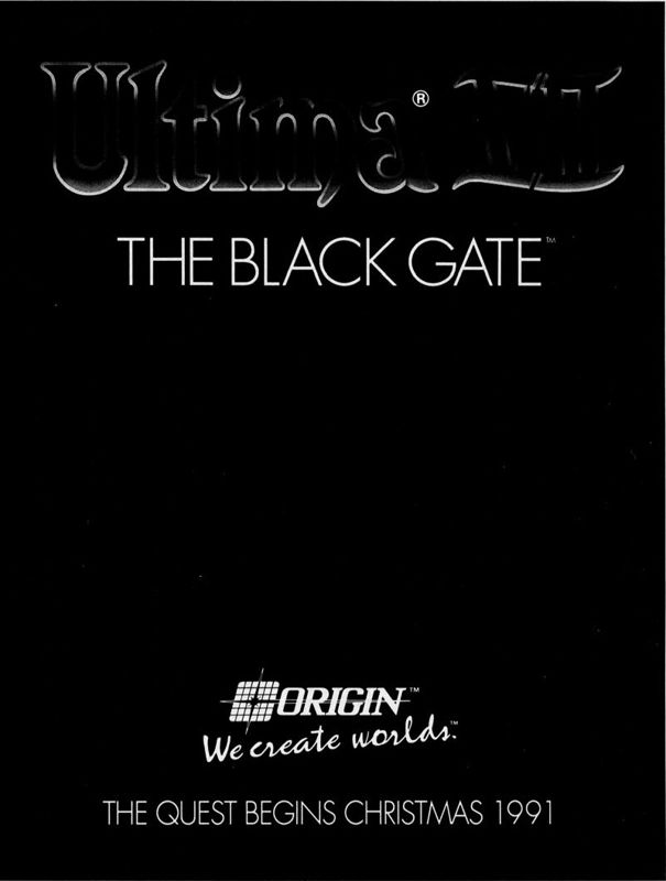 Ultima VII: The Black Gate Magazine Advertisement (Magazine Advertisements): Computer Gaming World (US), Number 96 (September 1991) Part 1