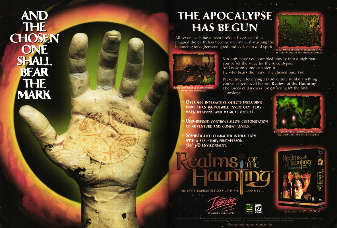 Realms of the Haunting Magazine Advertisement (Magazine Advertisements): PC Gamer (U.S.), Issue 35 (April, 1997)