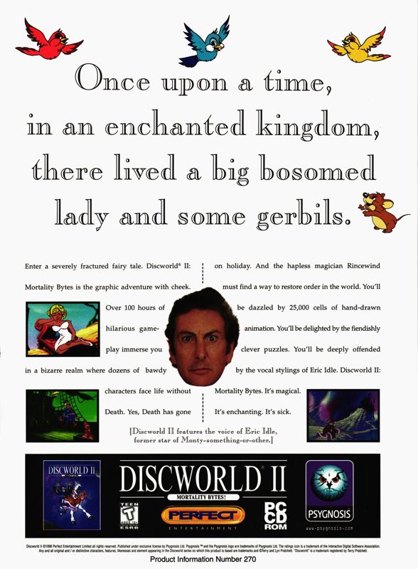 Discworld II: Mortality Bytes! Magazine Advertisement (Magazine Advertisements): PC Gamer (U.S.), Issue 35 (April, 1997)