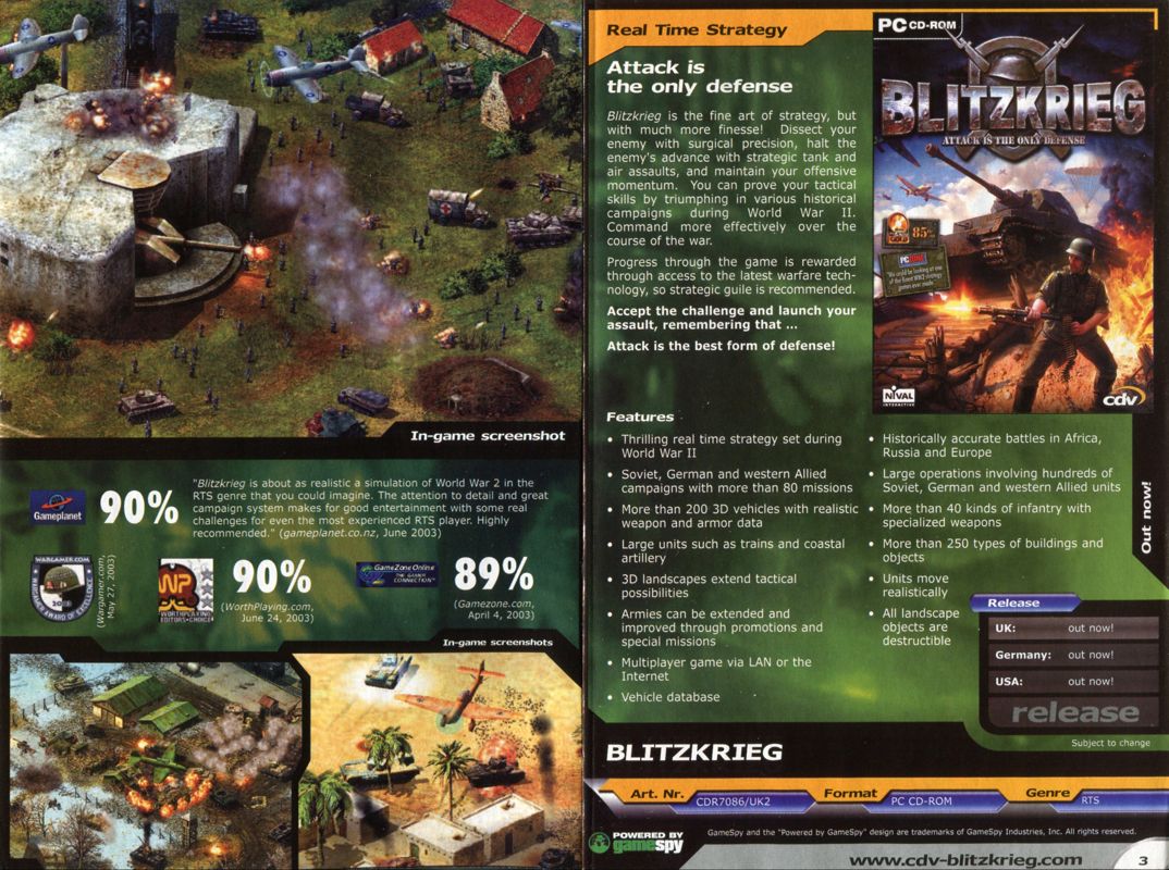 Blitzkrieg Catalogue (Catalogue Advertisements): CDV (English Catalogue)