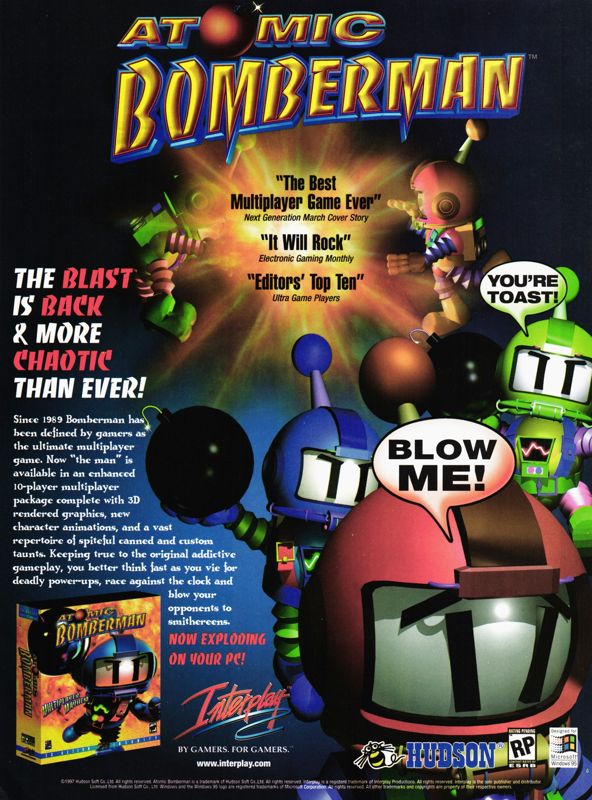 Atomic Bomberman Magazine Advertisement (Magazine Advertisements): PC Gamer (U.S.), Issue 35 (April, 1997)