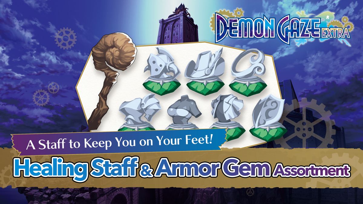 Demon Gaze: Extra - Healing Staff & Armor Gem Assortment Screenshot (Steam)