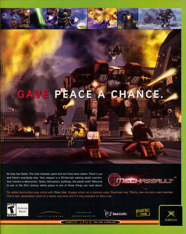 MechAssault Magazine Advertisement (Magazine Advertisements): Game Informer Issue #117, January 2003 (USA)