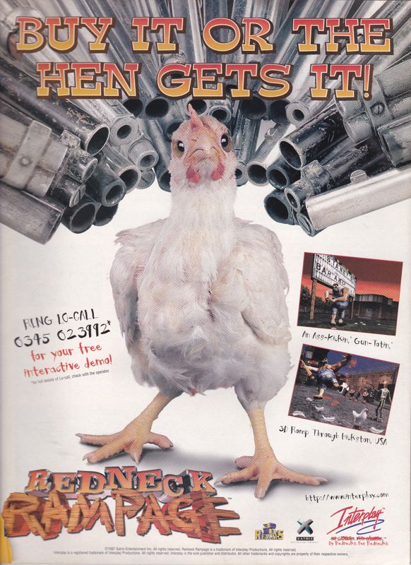 Redneck Rampage Magazine Advertisement (Magazine Advertisements): PC Zone (UK), June 1997